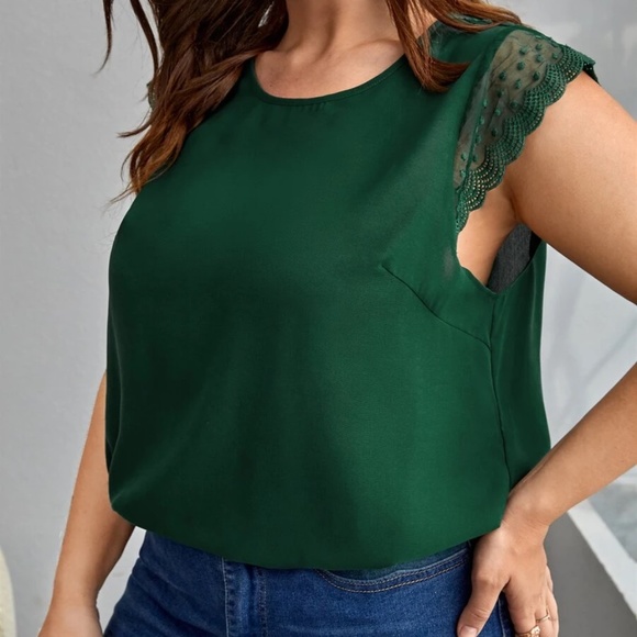 Plus Swiss Dot Ruffle Blouse - Picture 3 of 14